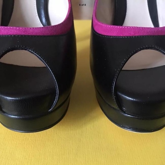 EC FENDI Leather & Suede Peep Toes 8 RARE - Picture 7 of 8